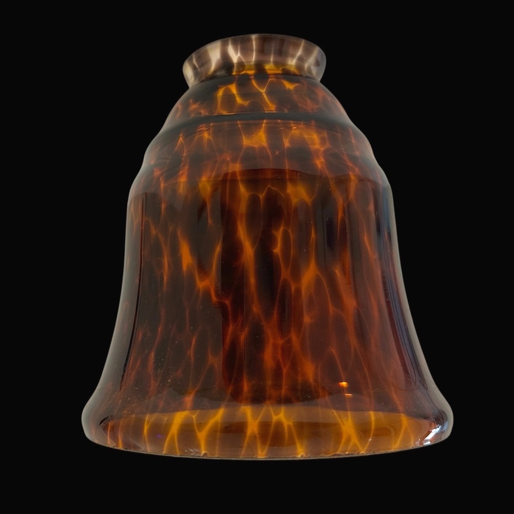 Art Glass Tortoiseshell Bell Lamp Shade Amber Brown Mottled Replacement 5.25in